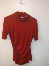 Ny &amp; Co Women&#39;s Red Soft Cowl Neck Short Sleeve Shirt Size M - £6.22 GBP