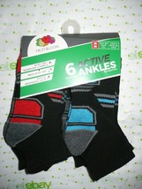 Fruit of The Loom Boys Active Ankle Socks 6 Pair Size MEDIUM 9-2.5 NEW B... - £10.67 GBP