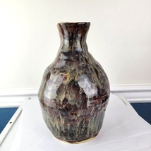 Jug Brown Drip Glaze Student Art 9&quot; Decor Boho Pottery - £27.25 GBP