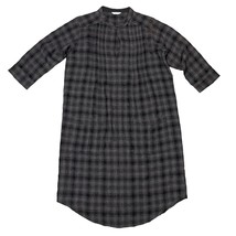 Poetry Plaid Wool Blend Shirt Dress Pleated Front Keyhole Gray Black - U... - $58.05