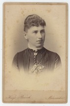Antique c1880s ID&#39;d Cabinet Card Beautiful Woman Named Emma Klumb Milwaukee, WI - £7.44 GBP