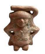 Vintage Mexican Art Pottery Aztec Maya God Terracotta Clay Figurine Stat... - $37.87