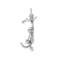 Oxidized 3D Hanging Monkey Charm 925 Sterling Silver For Bracelet Or Necklace - £44.65 GBP