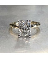 2Ct Radiant Real Moissanite Solitaire Engagement Ring 14K White Gold Plated - £111.19 GBP