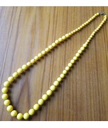 Vintage Yellow  32&quot; Graduated Bead Necklace with metal separators - $14.50