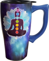 7 Chakras 12576 Meditation Ceramic Coffee Tea Travel Mug Cup 18 oz 6.4&quot; H  - £18.69 GBP