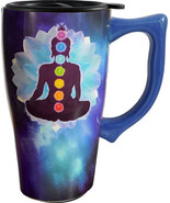 7 Chakras 12576 Meditation Ceramic Coffee Tea Travel Mug Cup 18 oz 6.4&quot; H  - $452.37 MXN