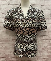 Rickie Freeman Teri Jon Vintage Blazer Size 12 Linen Cheetah Short Sleeve - £38.27 GBP
