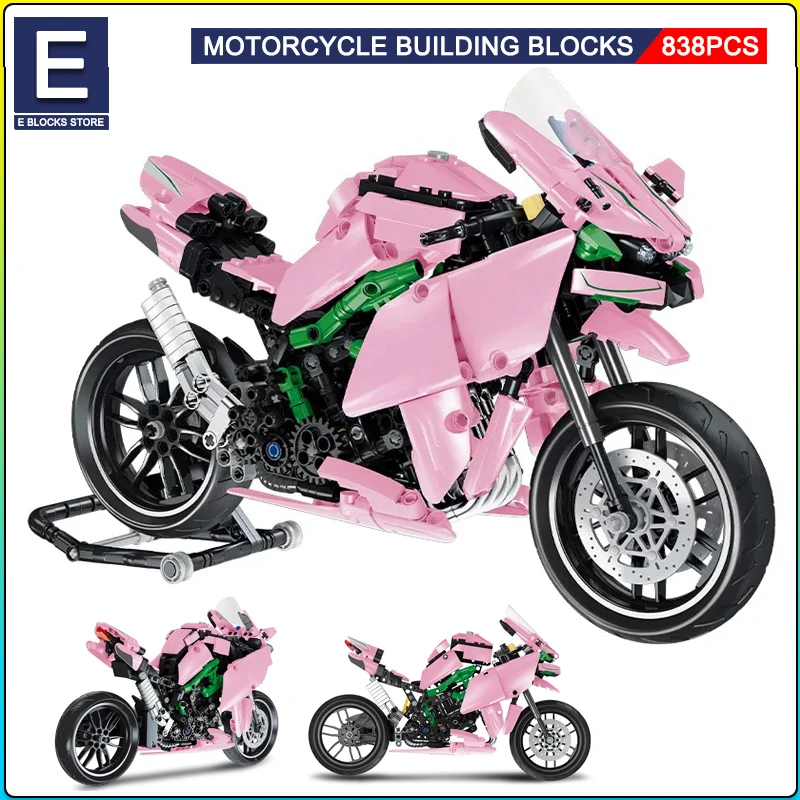 838Pcs City Technical Locomotive Motorcycle Building Blocks MOC Speed Supercar - £40.08 GBP+