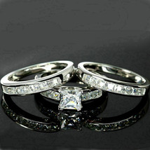 Conjuntos de trío de bodas Conjunto de canales de diamantes simulados de... - £245.08 GBP