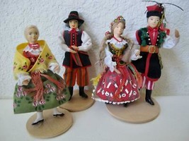 Lot / 3 Vintage Spoldzielnia Pracy R.L.i.A. Polish Dolls Folk Dancers Hand Made - $24.99