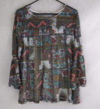 Bobbie Brooks Ladies  Colorful Blouse With Southwestern Design Size XL - £10.60 GBP