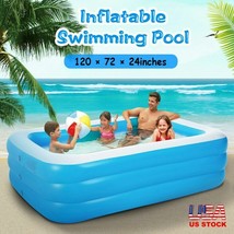 LARGE SIZE Inflatable Swimming Pool 120&quot; X 72&quot; Family-Size Lounge Pool K... - $89.99