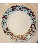 Corelle Lifestyles CAROUSEL Dinner Plate Teal Brown Floral 2007-9 Cornin... - $8.82