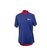 Nike Running Dri-Fit Top Blue Women Size Medium Short Sleeves Mesh Sides - £19.65 GBP