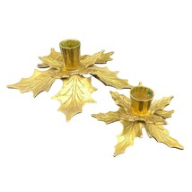 Set 2 Gatco Solid Brass Flower Candle Stick Holder poinsettia holly MCM - £10.50 GBP