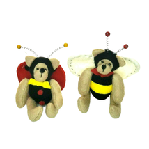 Tender Heart Treasures Felt Bears 2 Piece Lot Bumblebee &amp; Ladybug 8&quot; Poseable - £11.75 GBP