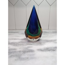 Alessandro Mandruzzato Murano Paperweight, Sommerso Glass Teardrop Facet... - $271.56 CAD