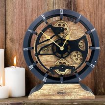 Desk Clock 10 Inch moving gears - convertible into a Wall clock (Vintage Brown)  - £95.91 GBP