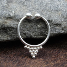 No Piercing Necesita Mano Estilo Indio Real 925 Plata Nariz Tabique Anillo 20g - £10.84 GBP