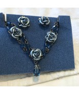 Vintage Avon 2003 Blue Roses Necklace and Earrings giftset - $38.95