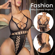 Women Sexy String Fishnet Bodysuit SeeThrough Net Bodystocking Babydoll Clubwear - £5.13 GBP