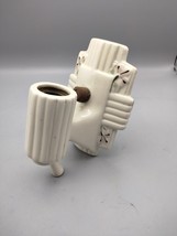 Vintage Porcelain Wall Sconce Pair White with Light Pink Flower Art Deco - €84,99 EUR