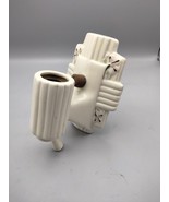 Vintage Porcelain Wall Sconce Pair White with Light Pink Flower Art Deco - $1,809.35 MXN