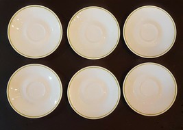 Corelle Meadow Saucer LOT 6 Green Stripe Trim VTG Corning Ware complemen... - $15.75