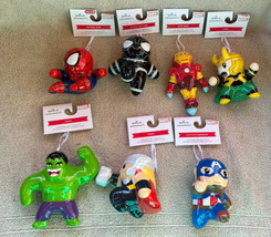 Marvel Avengers Lot 7 Decoupage Christmas Ornaments Hulk Loki Thor Iron Man +New - £99.93 GBP