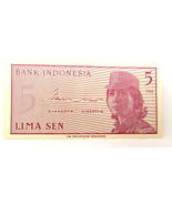 Bank of Indonesia 5 Lima Sen Banknote Paper Money Small US Seller - £3.85 GBP