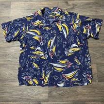 Polo Ralph Lauren Shirt Men XXL Blue Button Down All Over Print Summer S... - £27.17 GBP