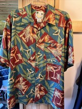 Banana Cabana Men’s Floral Martini Shirt Sleeve Button Down Silk Hawaiian Shirt - £15.16 GBP