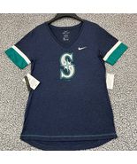 Seattle Mariners Shirt Women Medium Blue Nike Dri-Fit Short Sleeve V-Nec... - $527.87 MXN
