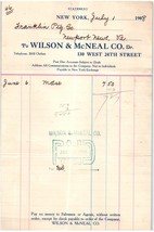 Antico Fattura Wilson &amp; Mcneal Co.Cancelleria Company New York Città - $45.39