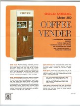 Gold Medal Model 350 Coffee Vending Machine Flyer Hot Beverage Vendor 8.5&quot; x 11&quot; - £18.31 GBP