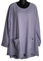 LOGO Lounge Lori Goldstein Tunic Shirt Womens 1X Purple Lavender Hi Low Pockets - £18.77 GBP