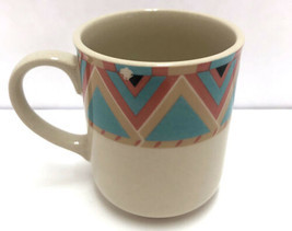 Sango Stoneware Zuni Southwestern Boho Print Multicolor Coffee Mug 25247 Defect - £7.75 GBP