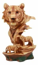 Large Bengal Tiger Bust Statue 11.75&quot;Tall Faux Wood Resin Tiger Family In Jungle - £32.86 GBP