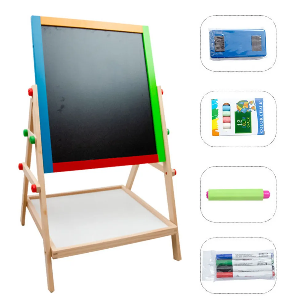 Kids Wooden Easel Dry Erase Board And Chalkboard Kids Toys Gift - £54.88 GBP+