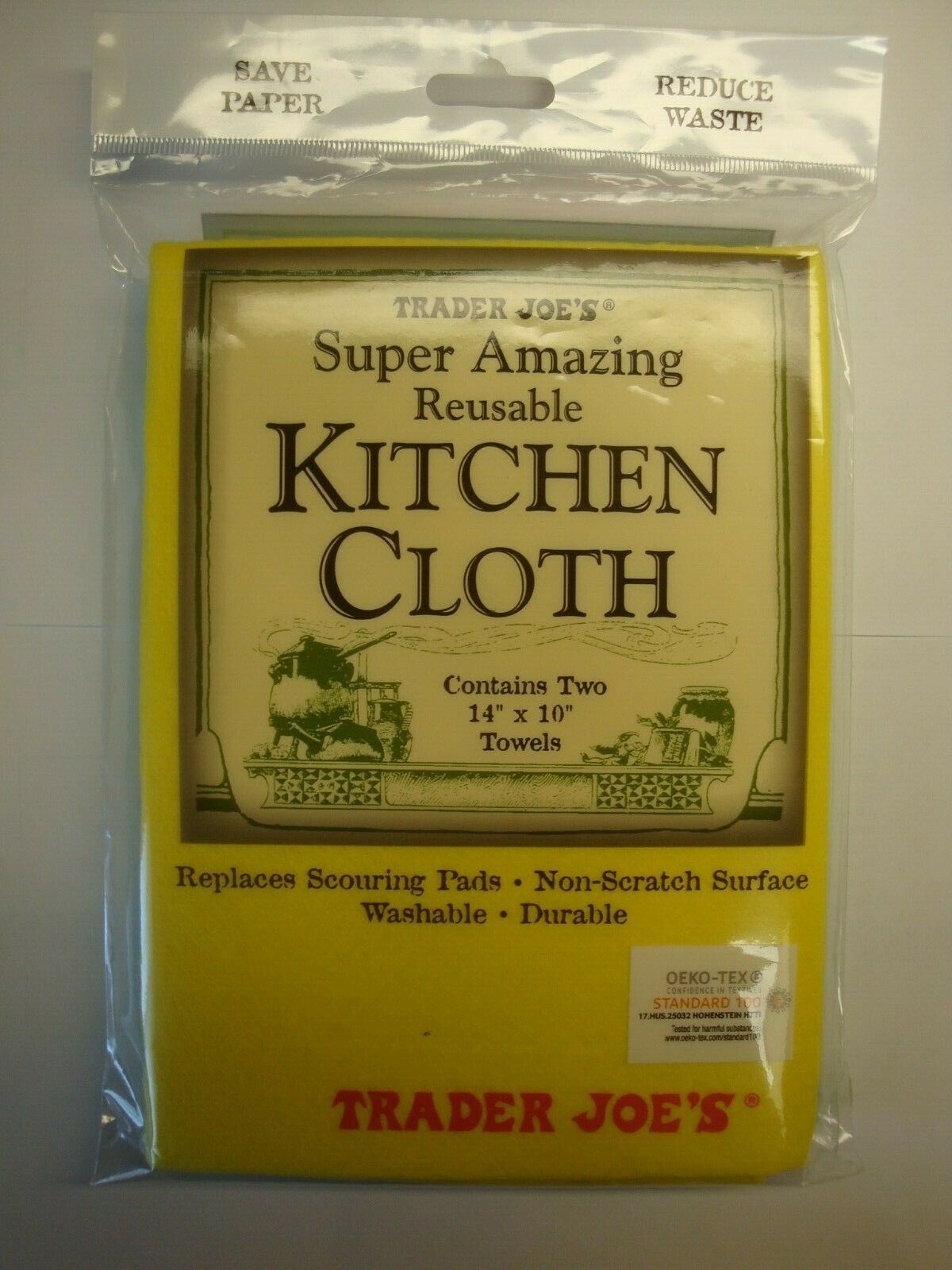 Trader Joe's Amazing Reusable Kitchen Cloth Eco Friendly 2 Towels Yellow & Green - $9.89