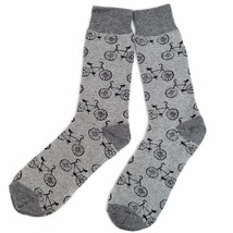 Men&#39;s Hipster Gray &amp; Black Bicycle Ride Bike Novelty Crew Dress Socks - $21.14
