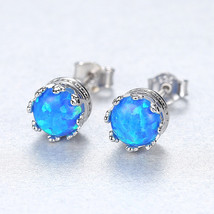 Opal Stud Earrings 925 Sterling Silver Earrings For Women Synthetic Gems... - £18.34 GBP