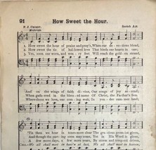 1894 Sheet Music How Sweet The Hour Religious Victorian Hymns 7.75 X 5&quot; - $14.49