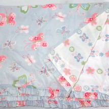 Pottery Barn Kids Sophie Butterfly Floral Blue Ruffled Twin Duvet Cover - £33.81 GBP