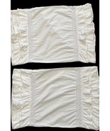 White Eyelet Ruffled Crochet Standard Pillow Shams Set of 2 Tiered Ruffles - $568.32 MXN