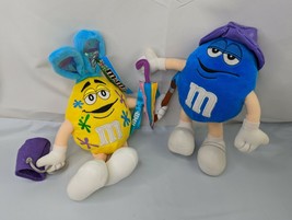 M&amp;M Yellow Blue Plush Lot Easter Rabbit Spring Umbrella 9 Inch Stuffed Animal  - £13.08 GBP