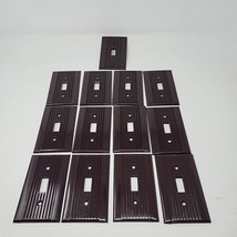 13 RELIANCE BROWN Bakelite Light Switch Plate COVERS Art Deco Ribbed - £29.38 GBP