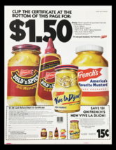 1983 French&#39;s America&#39;s Favorite Mustard Circular Coupon Advertisement - £15.14 GBP