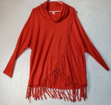 NY Collection Sweater Womens Size Large Red 100% Acrylic Long Sleeve Cowl Neck - £11.27 GBP